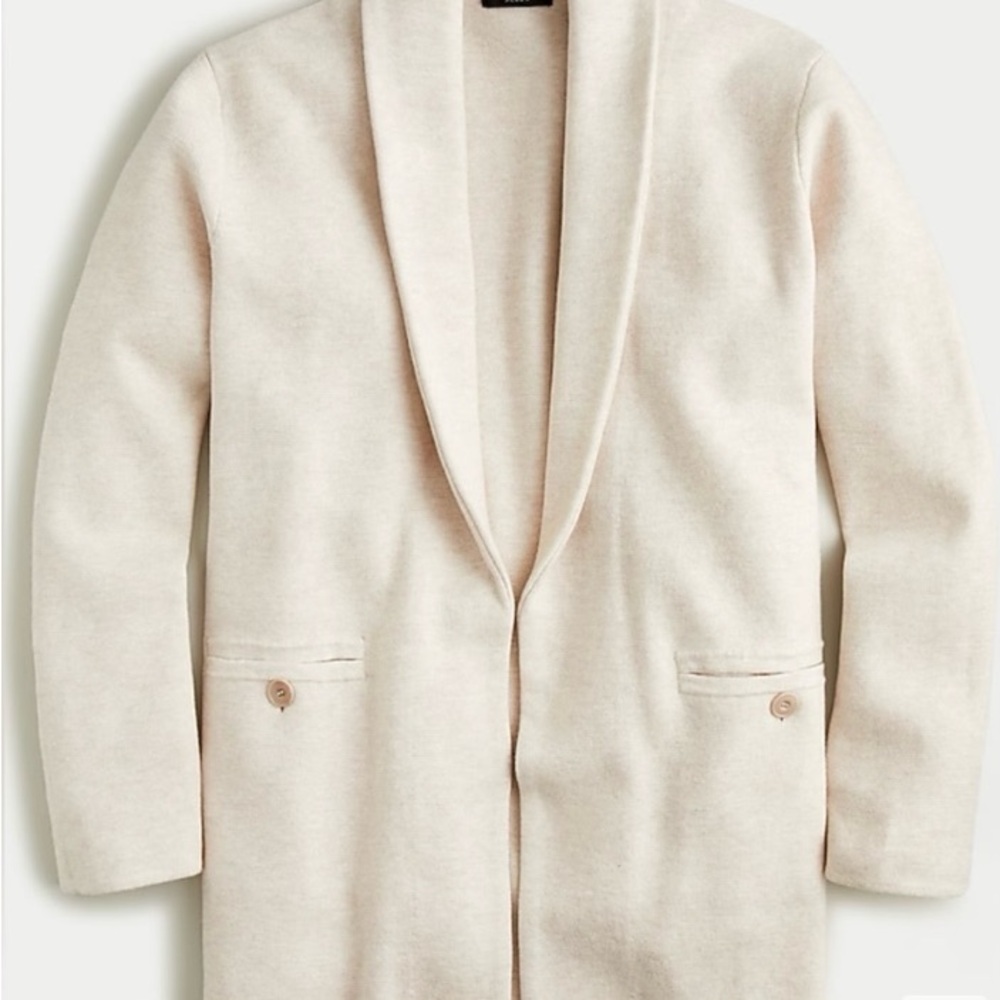 J. Crew Camille Sweater Blazer With Shawl Collar Heather Flax XS fits li…